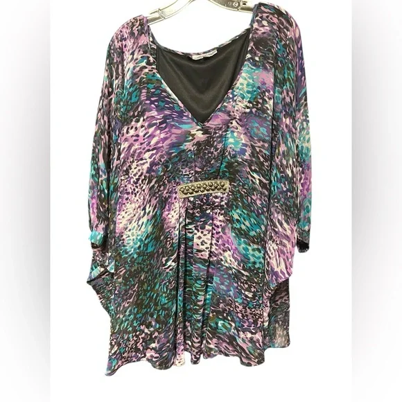 Jennifer Lopez Purple and Blue Patterned Tunic - Picture 2 of 10